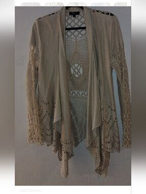 Sky Los Angeles | Cream Laser-Cut & Crochet Cardigan Size Small